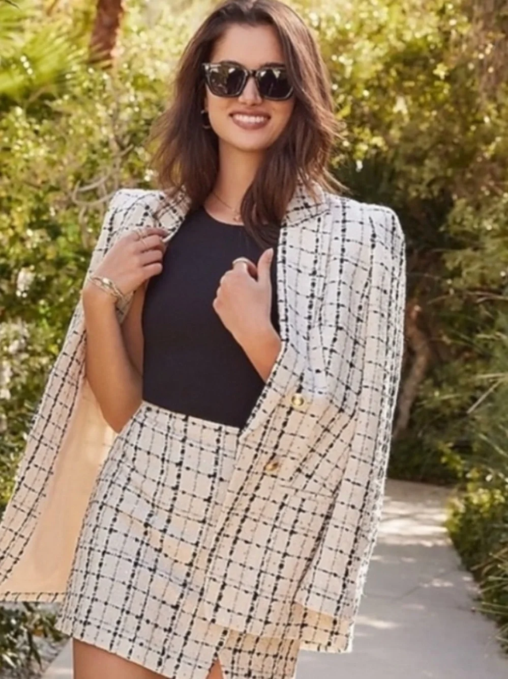 Express plaid tweed